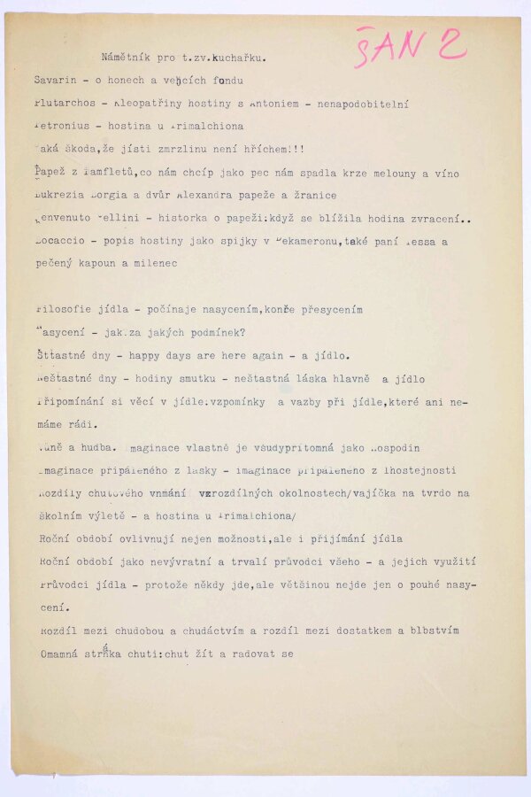 Ester Krumbachová, Námětník pro tzv. kuchařku © Archiv Ester Krumbachové